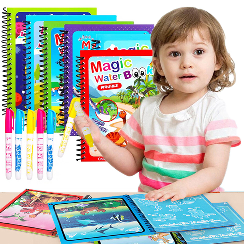 Reusable Water Magic Coloring Book - Zabawki Montessori Kolorowanka wielokrotnego użytku Magiczna