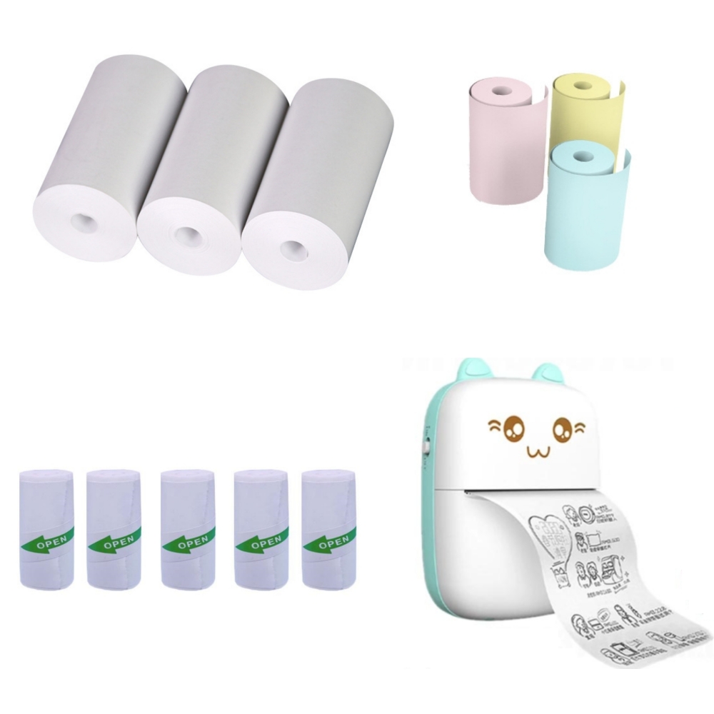 Mini Pocket Thermal Printer Paper Roll - 57x25MM papier termiczny naklejka papierowa papier