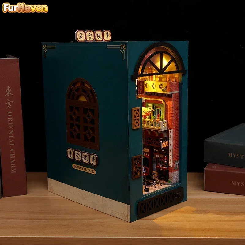 Diy Wooden Book Nook Kit Shelf Insert - DIY Drewniana Półka na Książki w