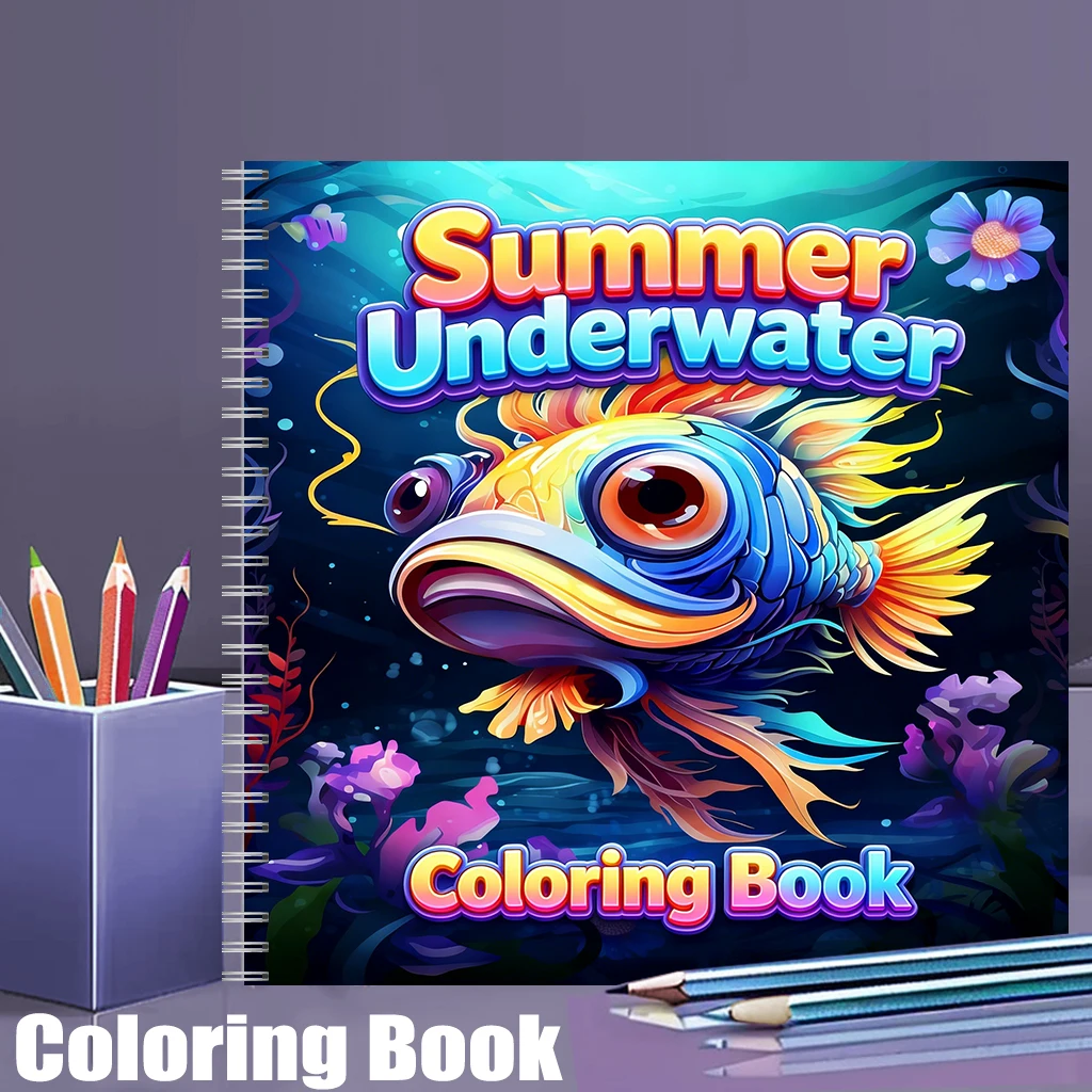 Adult Coloring Book Stress Relief - Letnia podwodna kolorowanka dla dorosłych, urocza