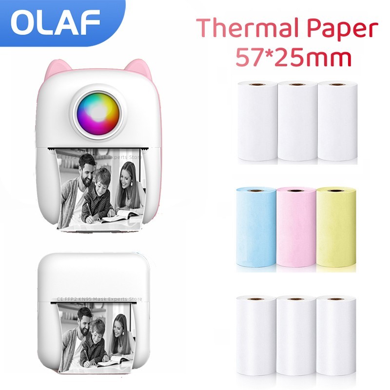 Mini Pocket Thermal Printer Paper Roll - 57MM rolki papieru termicznego samoprzylepne etykiety