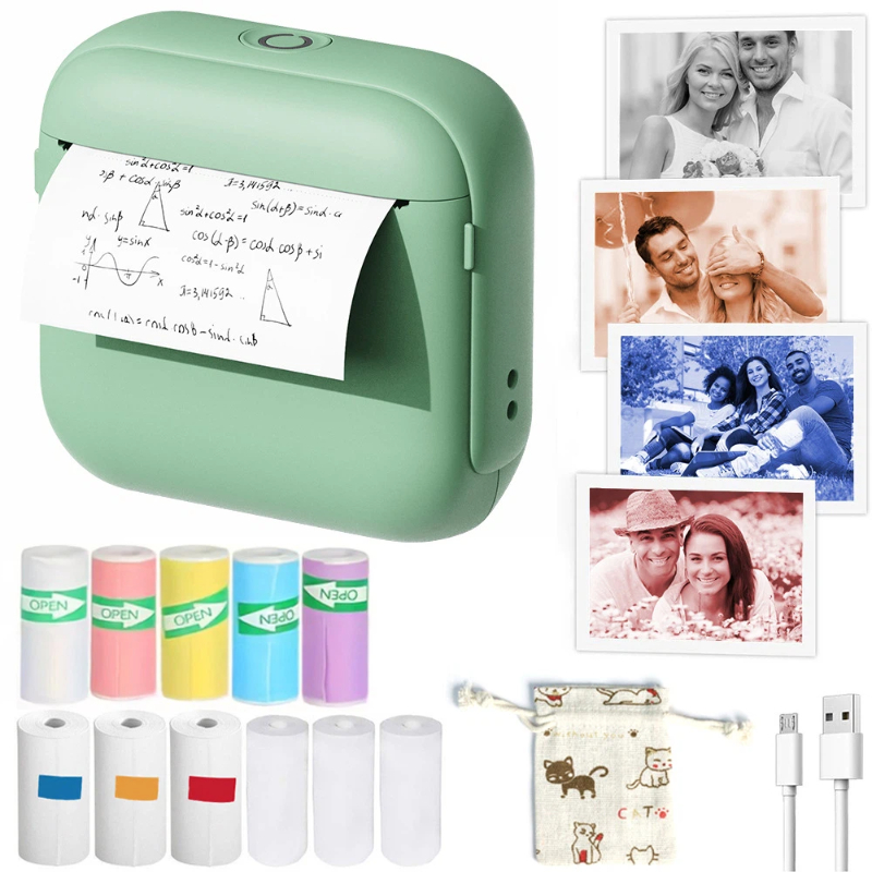 Mini Pocket Thermal Printer Paper Roll - Mini Kieszonkowa Drukarka Termiczna Bluetooth Bez