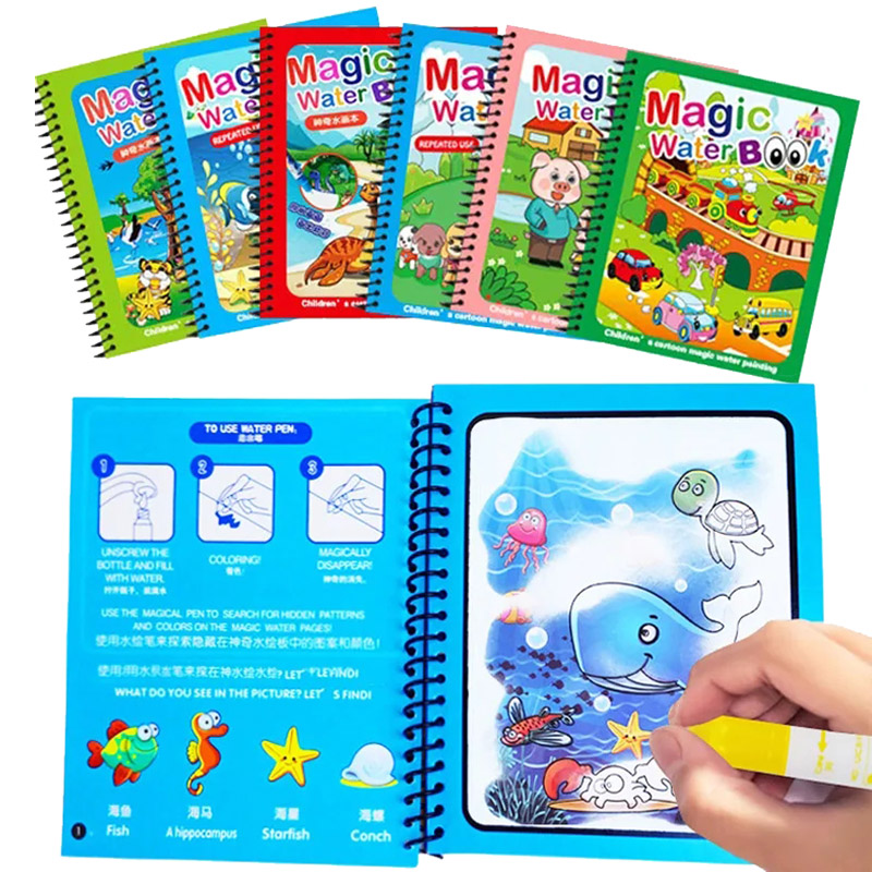 Zabawki Montessori dla dzieci  – Reusable Water Magic Coloring Book recenzja i cena